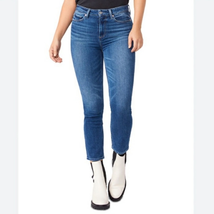 Nwot Paige Cindy Crop High Rise Straight Leg Jeans Roam Denim Size 23 000